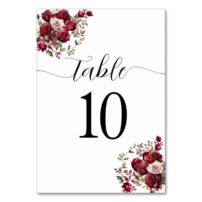 Table Mariage floral de Bourgogne Numéro de tableau (Par défaut)