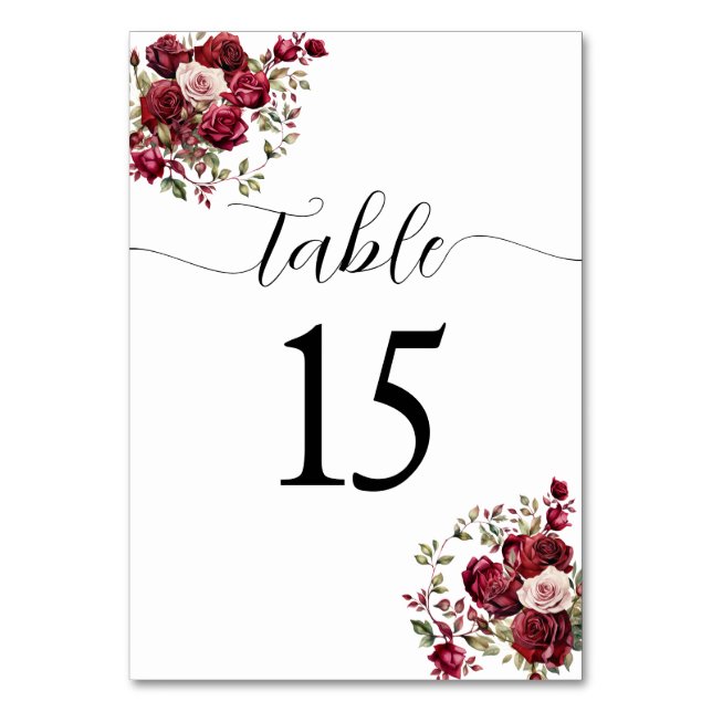 Table Mariage floral de Bourgogne Numéro de tableau (Par défaut)