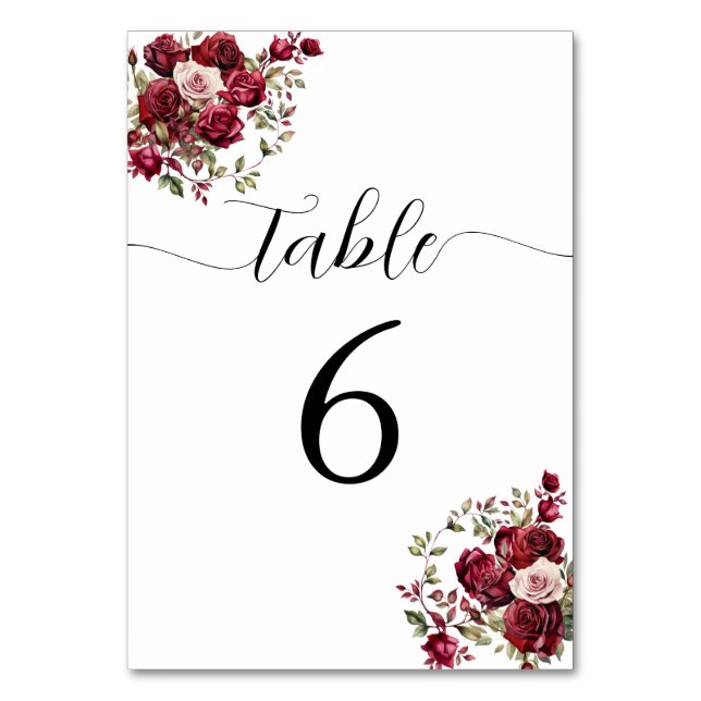 Table Mariage floral de Bourgogne Numéro de tableau (Par défaut)