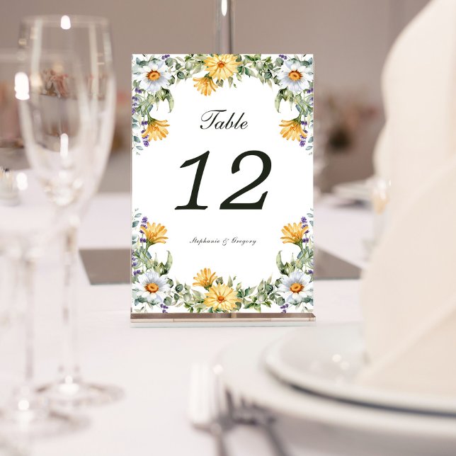 Table Mariage Floral jaune blanc Numéro de tableau (Créateur téléchargé)