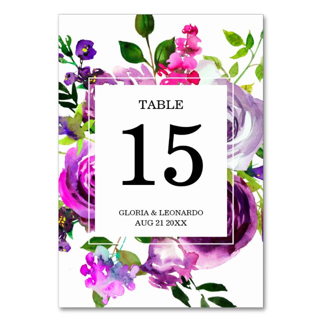 Table Mariage floral violet romantique Numéro de tableau (Par défaut)
