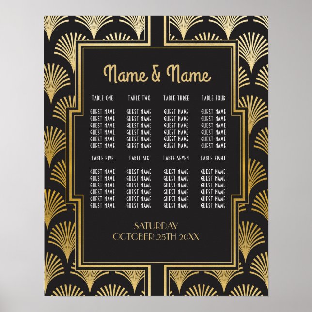Table Mariage Gatsby Art Déco 1920 Poster Seating (Devant)
