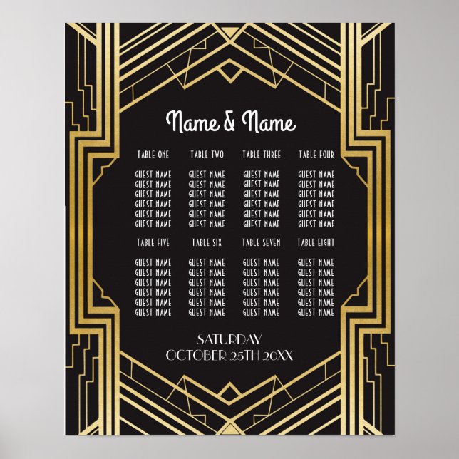 Table Mariage Gatsby Art Déco 1920 Poster Seating (Devant)