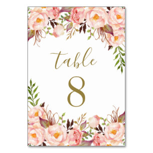 Table Mariage Gold Blush Pink Peony Numéro de tableau Ca