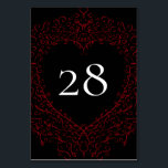 Table Mariage gothique du coeur rouge et noir Numéro de<br><div class="desc">Notre belle Red & Black Heart Gothic Mariage Numéro de table sont sombres,  mais joli avec notre design de défilement artistique. Ils sont conçus dans une collection de plusieurs objets afin que votre mariage entier puisse être coordonné avec le même style !</div>