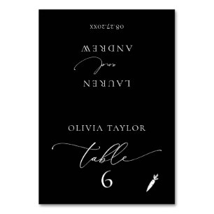 Table Mariage minimaliste Végétarien Noir Numéro de tabl