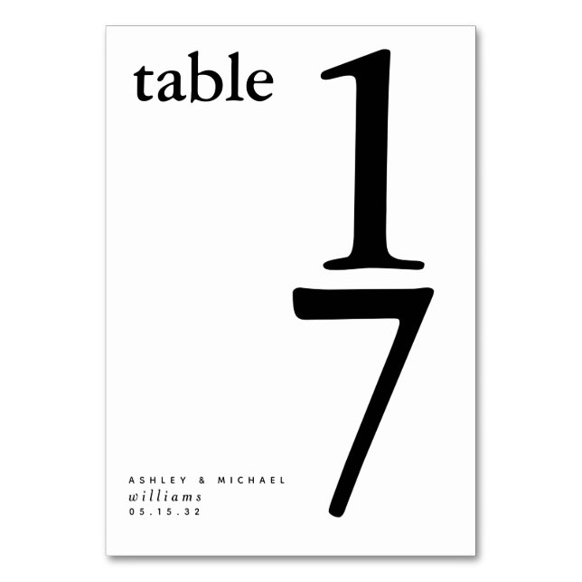 Table Mariage officiel noir et blanc moderne Numéro de t (Par défaut)