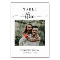 Mariage photo Elegance Script Numéro de tableau Tr