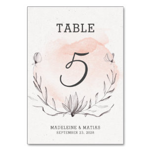 Table Mariage romantique pêche & gris floral numéro de t