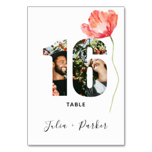 Table Mariage rouge de pavot moderne Numéro de tableau 1