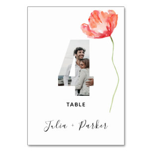 Table Mariage rouge de pavot moderne Numéro de tableau 4