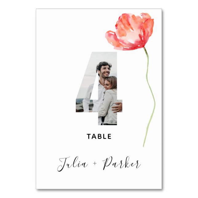 Table Mariage rouge de pavot moderne Numéro de tableau 4 (Par défaut)