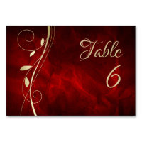 Mariage rouge profond à feuille d'or Numéro de tab