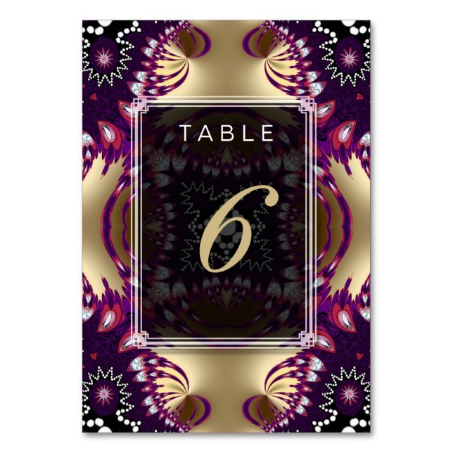 Table Mariage Tribal Purple Or Menu+Carte Numéro de tabl (Par défaut)