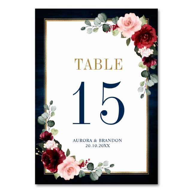 Table Marine Bleu rose rose rose Botanique Numéro de tab (Par défaut)