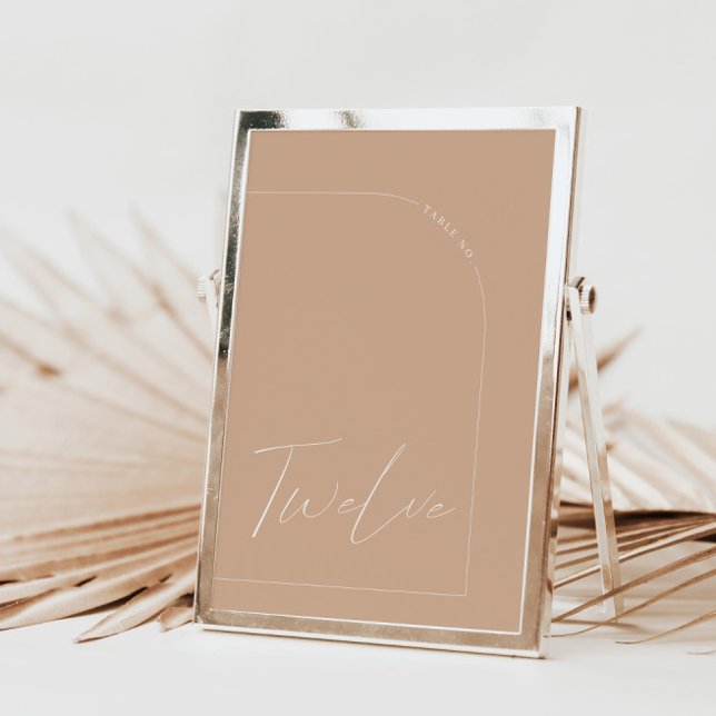 Table moderne Boho Tan Arch Douze Numéro de table (Modern Boho Tan Arch Table Twelve Table Number)
