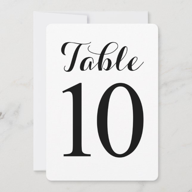Table moderne numéro 10 | Carte numéros de table (Devant)