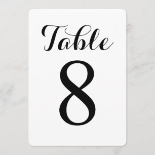 Table moderne numéro 8 Carte numéros de table
