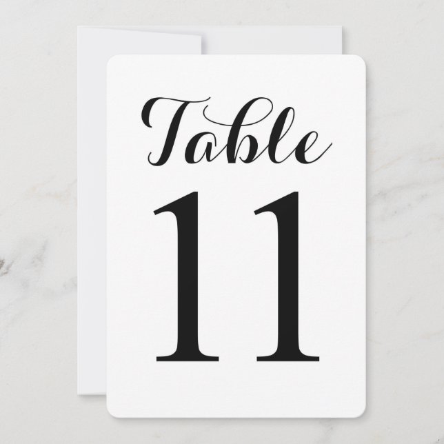 Table moderne script 11 | Carte de numéros de tabl (Devant)