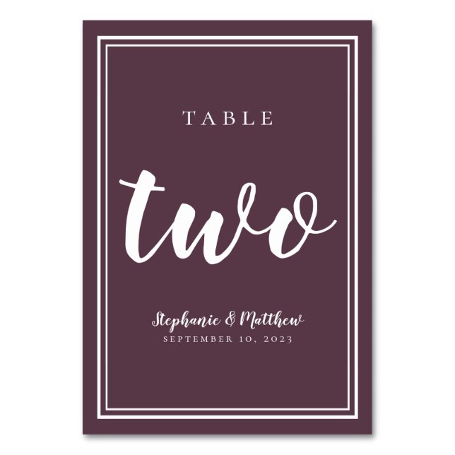 Table Moody Purple Mariage simple | Numéro de tableau 2 (Par défaut)