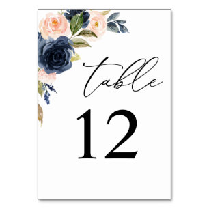 Table Navy Blue & Blush rose Floral Numéro de tableau