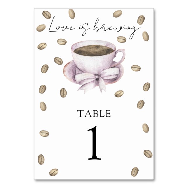 Table Noce café & ruban shower de mariée - numéro de tab (Par défaut)