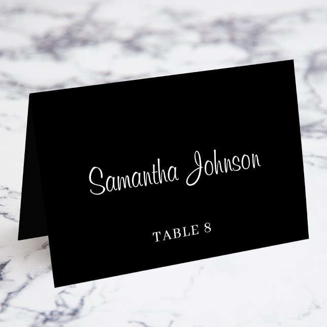 Table Nom de l'invité noir et blanc Numéro de tableau Ca (Black and White Guest Name Table No. Place Cards)