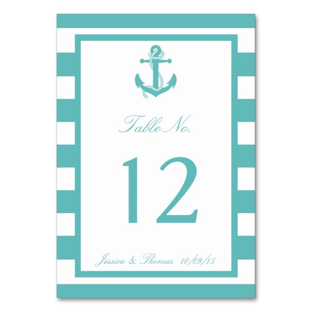 Table Numéro de Mariage d'Ancre de bande turquoise marin (Par défaut)