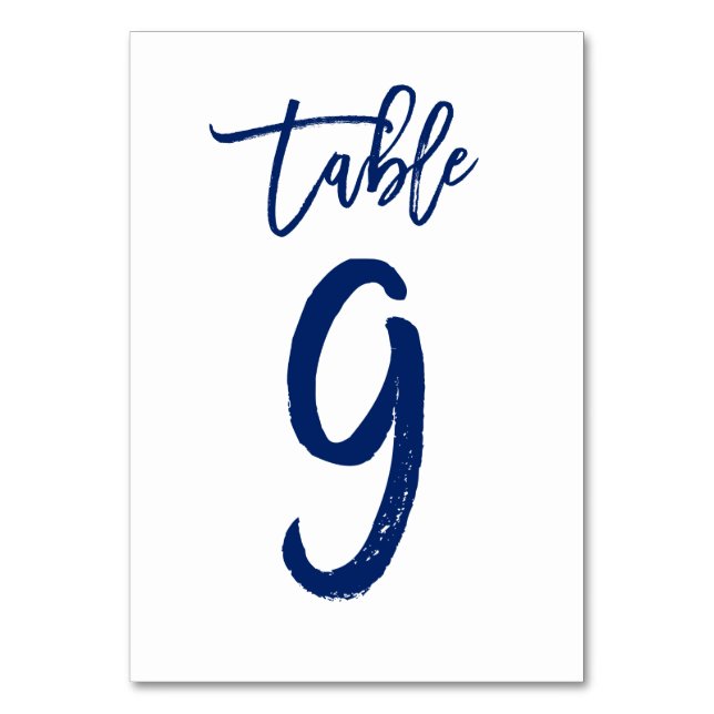 Table Numéro de tableau à main chic Marine | Tableau 9 (Par défaut)