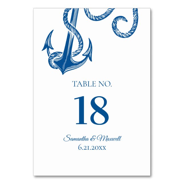 Table Numéro de tableau Ancre bleu et blanc (Par défaut)