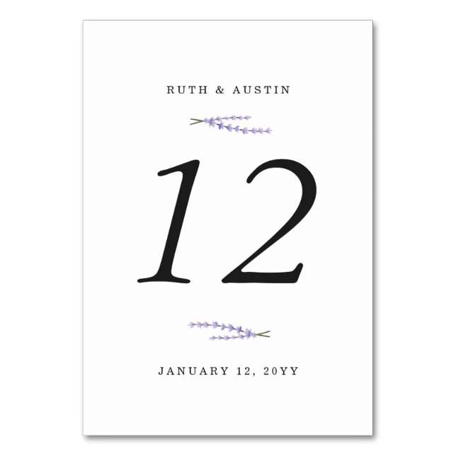 Table Numéro de tableau Champs de la lavande (Par défaut)