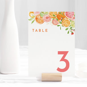 Table Numéro de tableau du Mariage d'aquarelle Citrus