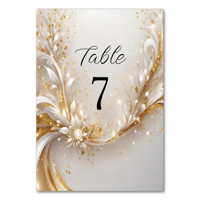 Table Numéro de tableau Floral Or blanc (Par défaut)