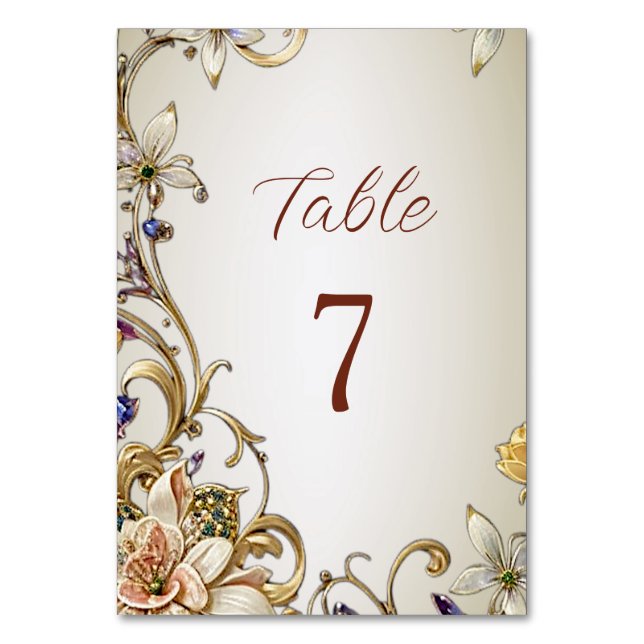 Table Numéro de tableau Floral Or blanc (Par défaut)