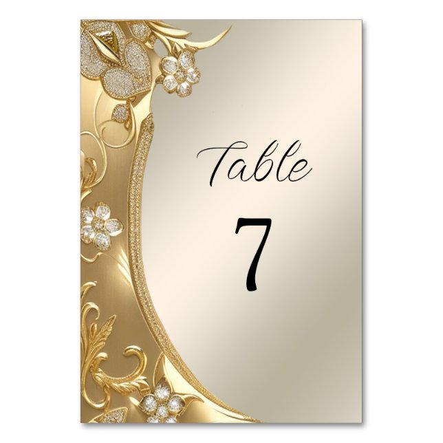 Table Numéro de tableau Floral Orné Or (Par défaut)