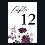 Table Numéro de tableau Floral violet et blanc<br><div class="desc">Habillez vos tables de mariage ou de fête avec votre carte de numéro de tableau floral violet et blanc.</div>