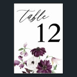 Table Numéro de tableau Floral violet et blanc<br><div class="desc">Habillez vos tables de mariage ou de fête avec votre carte de numéro de tableau floral violet et blanc.</div>