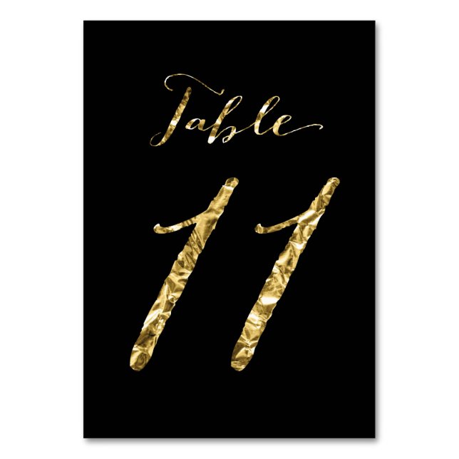 Table Numéro de tableau mariage Black Gold Foil No 11 (Par défaut)