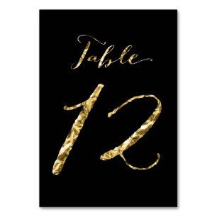 Table Numéro de tableau mariage Black Gold Foil No 12