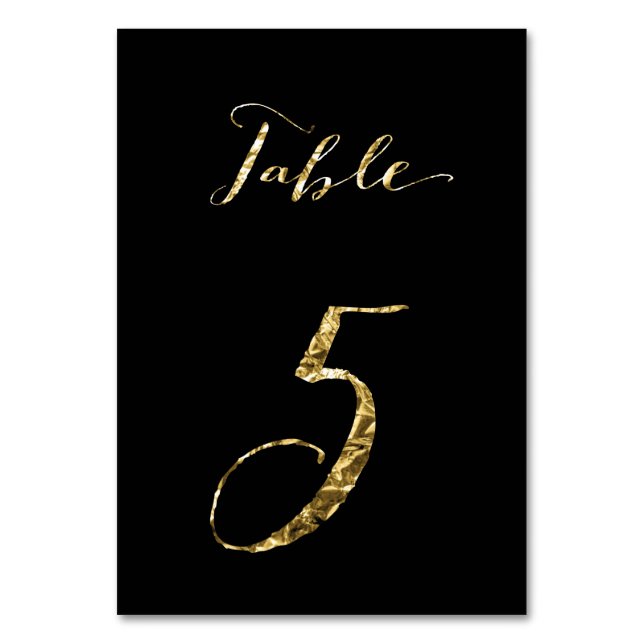 Table Numéro de tableau mariage Black Gold Foil No 5 (Par défaut)
