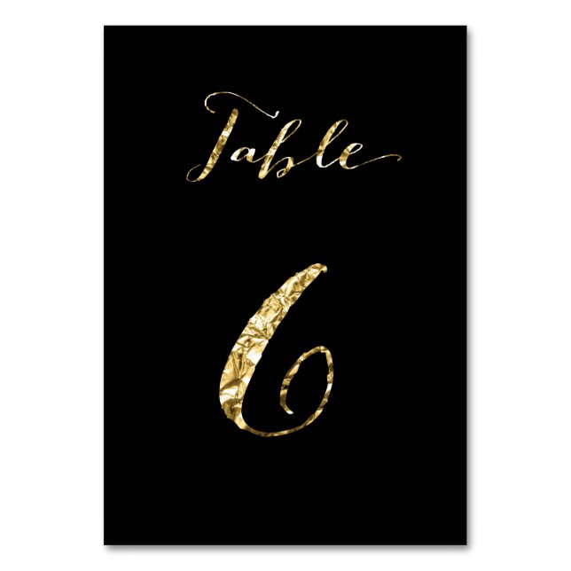 Table Numéro de tableau mariage Black Gold Foil No 6 (Par défaut)