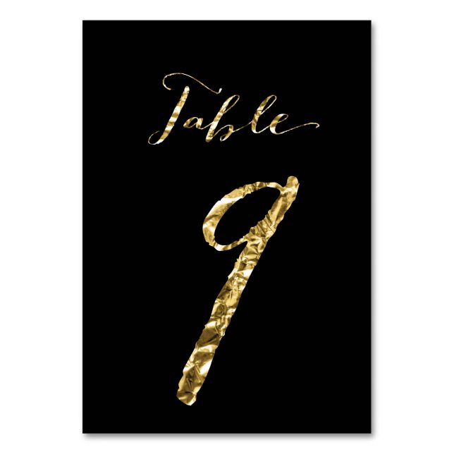 Table Numéro de tableau mariage Black Gold Foil No 9 (Par défaut)