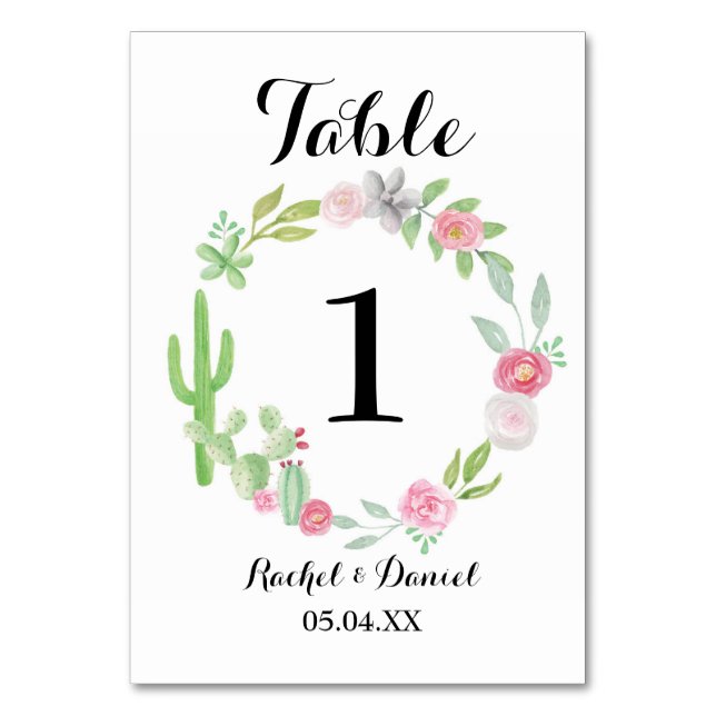 Table Numéro de tableau Mariage Cactus Wreath Fiesta Mex (Par défaut)