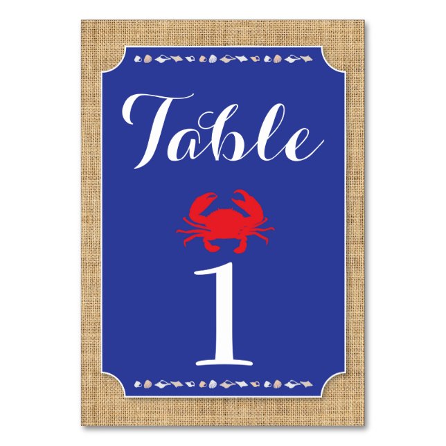 Table Numéro de tableau Mariage Crab Boil Beach Burlap (Par défaut)