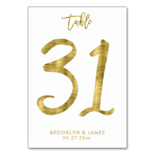 Table Numéro de tableau mariage Effet d'huile d'or Numér