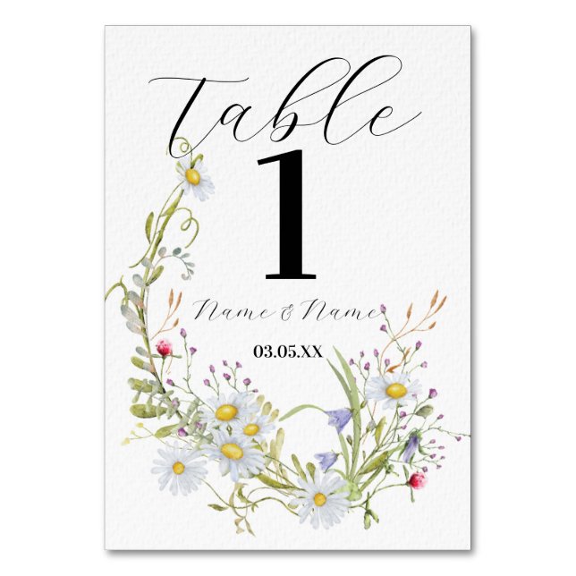 Table Numéro de tableau Mariage Fleurs sauvages Printemp (Par défaut)