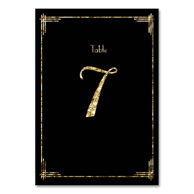 Table Numéro de tableau mariage Gold Foil Art Déco 7 (Par défaut)