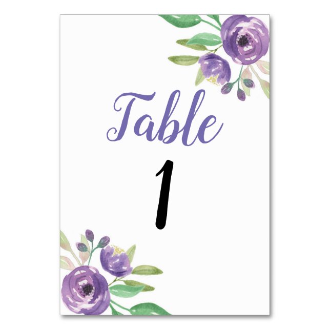 Table Numéro de tableau Mariage Jardin Fleur violet Flor (Par défaut)