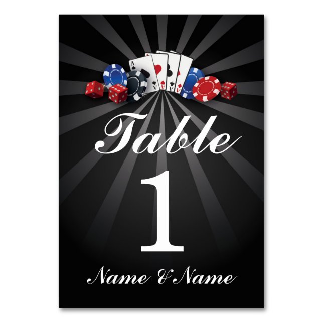 Table Numéro de tableau Mariage Las Vegas Casino (Dos)