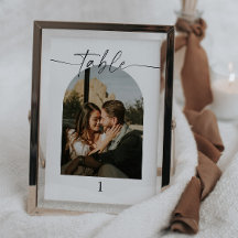 Numéro de tableau Mariage photo de script moderne